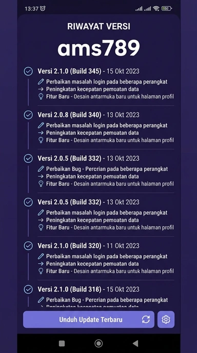 Riwayat Versi Aplikasi ams789 untuk Android