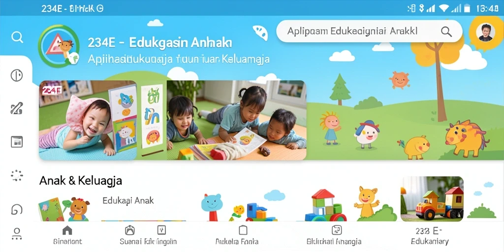 Tampilan antarmuka aplikasi 234E yang menarik untuk anak-anak.