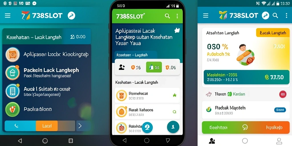 Antarmuka utama 738SLOT menampilkan statistik langkah harian dengan jelas.