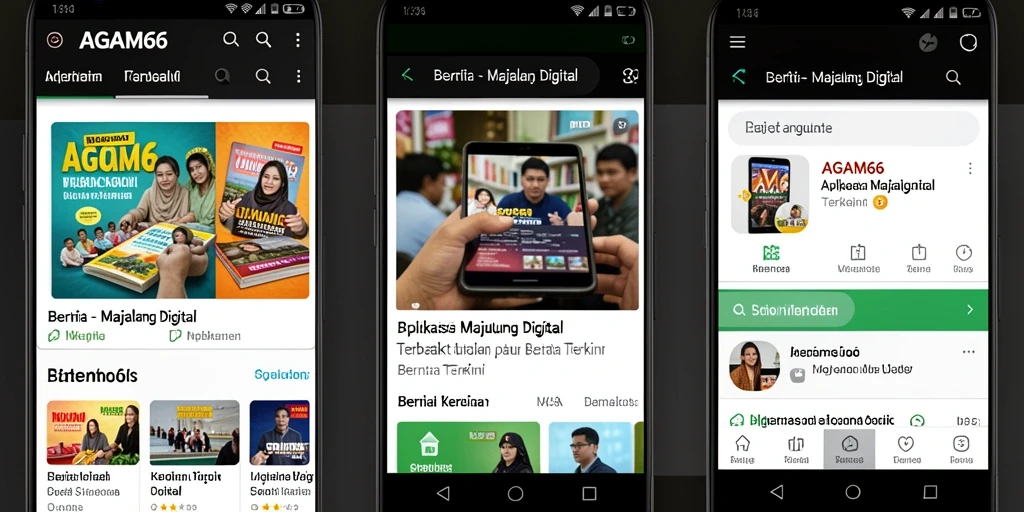 Antarmuka aplikasi AGAM66 yang menarik dan fungsional untuk membaca berita.