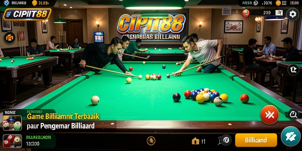 Tampilan antarmuka <strong>CIPIT88</strong> yang memukau dengan meja biliar klasik.