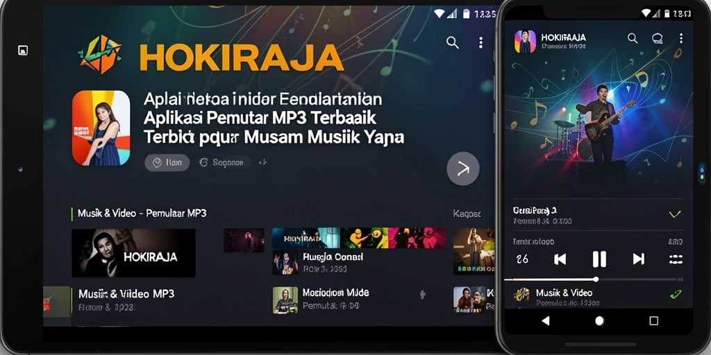 Antarmuka HOKIRAJA yang menarik dengan fitur Pemutar MP3.
