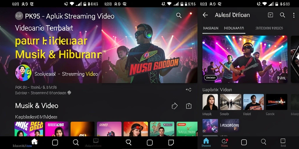 Antarmuka aplikasi PK95 yang sederhana dan intuitif untuk streaming video.