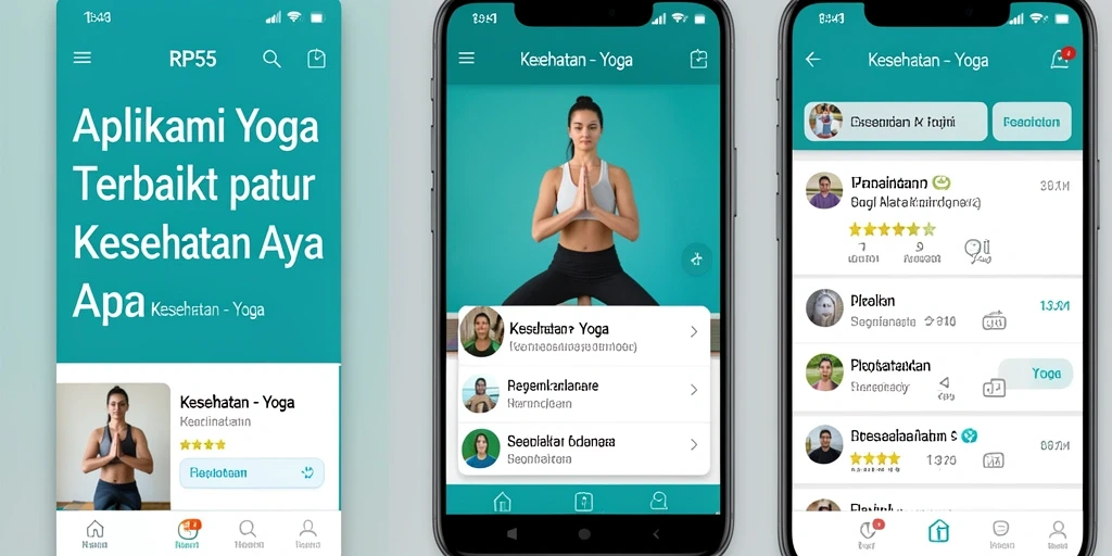 Antarmuka intuitif aplikasi Yoga RP55 dengan panduan latihan.